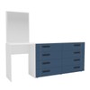 Cômoda Lisboa 8 Gavetas com Espelho Azul/Branco - Politorno