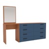 Cômoda Lisboa 8 Gavetas com Espelho Azul/Freijó - Politorno