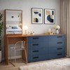 Cômoda Lisboa 8 Gavetas com Espelho Azul/Freijó - Politorno