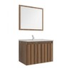 Armário de Banheiro Barra 60 Cm 2 Portas com Espelho 100% Mdf Ripado Noce - Belizze Móveis