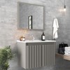 Armário de Banheiro Barra 60 Cm 2 Portas com Espelho 100% Mdf Ripado Cimento - Belizze Móveis
