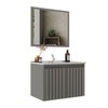 Armário de Banheiro Barra 60 Cm 2 Portas com Espelho 100% Mdf Ripado Cimento - Belizze Móveis