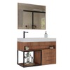 Armário de Banheiro New 80 Cm 2 Gavetas 100% Mdf com Espelho Noce - Belizze Móveis