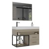 Armário de Banheiro New 80 Cm 2 Gavetas 100% Mdf com Espelho Marmo Crema - Belizze Móveis