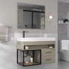 Armário de Banheiro New 80 Cm 2 Gavetas 100% Mdf com Espelho Marmo Crema - Belizze Móveis