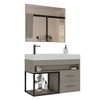 Armário de Banheiro New 80 Cm 2 Gavetas 100% Mdf com Espelho Cimento - Belizze Móveis