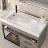 Armário de Banheiro New 80 Cm 2 Gavetas 100% Mdf com Espelho Cimento - Belizze Móveis