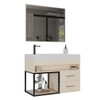 Armário de Banheiro New 80 Cm 2 Gavetas 100% Mdf com Espelho Carvalho - Belizze Móveis