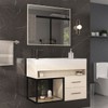 Armário de Banheiro New 80 Cm 2 Gavetas 100% Mdf com Espelho Carvalho - Belizze Móveis