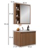 Armário de Banheiro Alpes 60 Cm 3 Portas 100% Mdf Ripado com Espelho Noce - Belizze Móveis