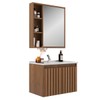 Armário de Banheiro Alpes 60 Cm 3 Portas 100% Mdf Ripado com Espelho Noce - Belizze Móveis