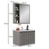 Armário de Banheiro Alpes 60 Cm 3 Portas 100% Mdf Ripado com Espelho Cimento - Belizze Móveis