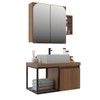 Armário de Banheiro Bosque 80 Cm 3 Portas 100% Mdf com Espelho Noce - Belizze Móveis