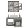 Armário de Banheiro Bosque 80 Cm 3 Portas 100% Mdf com Espelho Cimento - Belizze Móveis