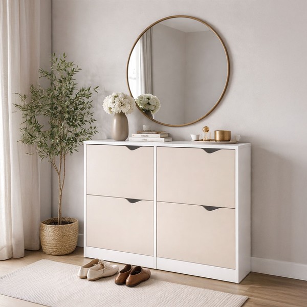 Sapateira Porto 4 Portas Creme/Branco - Politorno