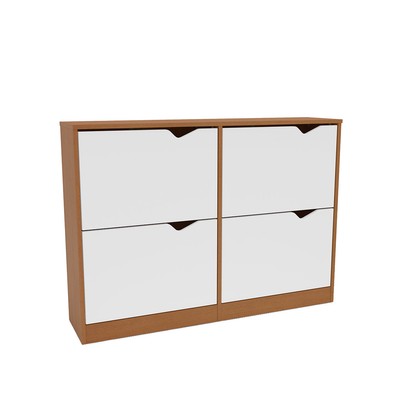 Sapateira Porto 4 Portas Branco/Freijó - Politorno