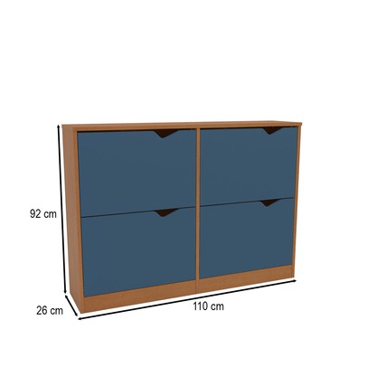 Sapateira Porto 4 Portas Azul/Freijó - Politorno