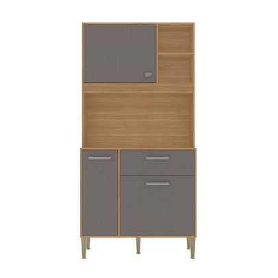 Armário de Cozinha Kits Zen 3 Portas 1 Gaveta Freijó/Gris - Kits Paraná