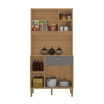 Armário de Cozinha Kits Zen 3 Portas 1 Gaveta Freijó/Gris - Kits Paraná