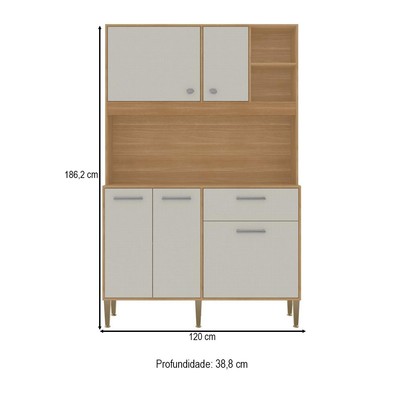 Armário de Cozinha Kits Liv 5 Portas 1 Gaveta Freijó/Soft - Kits Paraná
