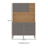 Armário de Cozinha Kits Liv 5 Portas 1 Gaveta Freijó/Gris - Kits Paraná