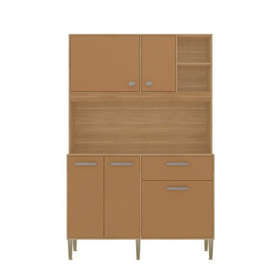 Armário de Cozinha Kits Liv 5 Portas 1 Gaveta Freijó/Caramelo - Kits Paraná
