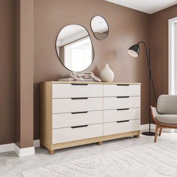 Cômoda Barcelona 8 Gavetas Carvalho/Off White - Politorno
