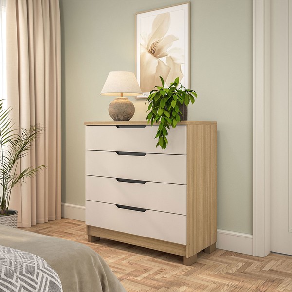 Cômoda Barcelona 5 Gavetas Carvalho/Off White - Politorno