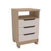 Mesa de Cabeceira Barcelona 3 Gavetas 100% Mdf Carvalho/Off White - Politorno