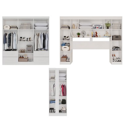 Guarda-Roupa Casal Modulado Andorra 11 Portas 4 Gavetas com Espelho Branco - Pnr Móveis