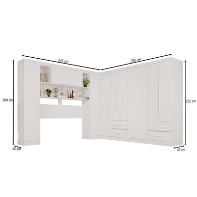 Guarda-Roupa Casal Modulado Andorra 11 Portas 4 Gavetas Branco - Pnr Móveis