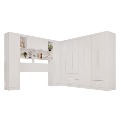Guarda-Roupa Casal Modulado Andorra 11 Portas 4 Gavetas Branco - Pnr Móveis