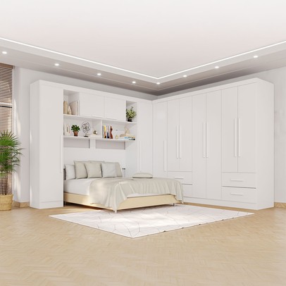 Guarda-Roupa Casal Modulado Andorra 11 Portas 4 Gavetas Branco - Pnr Móveis