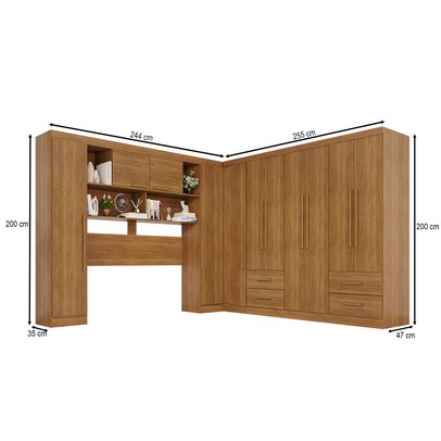 Guarda-Roupa Casal Modulado Andorra 11 Portas 4 Gavetas Cinamomo - Pnr Móveis