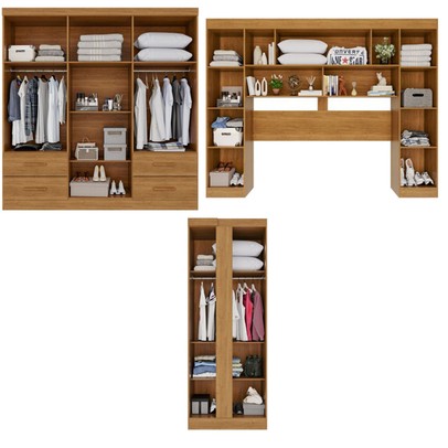 Guarda-Roupa Casal Modulado Andorra 11 Portas 4 Gavetas Cinamomo - Pnr Móveis
