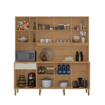 Cozinha Compacta Nature 8 Portas 1 Gaveta Freijó/Soft - Kits Paraná