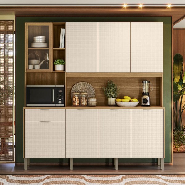 Cozinha Compacta Nature 8 Portas 1 Gaveta Freijó/Soft - Kits Paraná