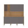 Cozinha Compacta Nature 8 Portas 1 Gaveta  Freijó/Gris - Kits Paraná