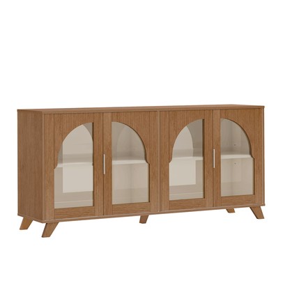 Balcão Buffet Murano 4 Portas com Vidro Cinamomo/Off White - Artely