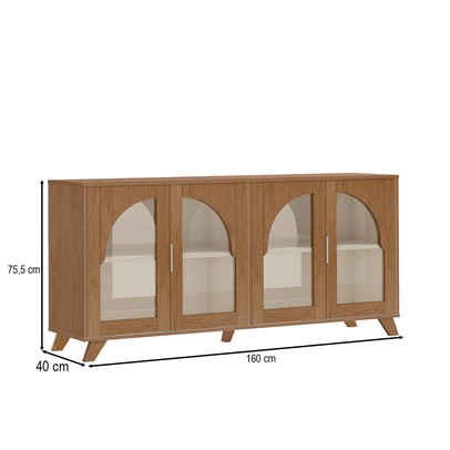 Balcão Buffet Murano 4 Portas com Vidro Cinamomo/Off White - Artely
