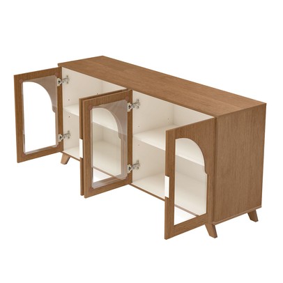 Balcão Buffet Murano 4 Portas com Vidro Cinamomo/Off White - Artely