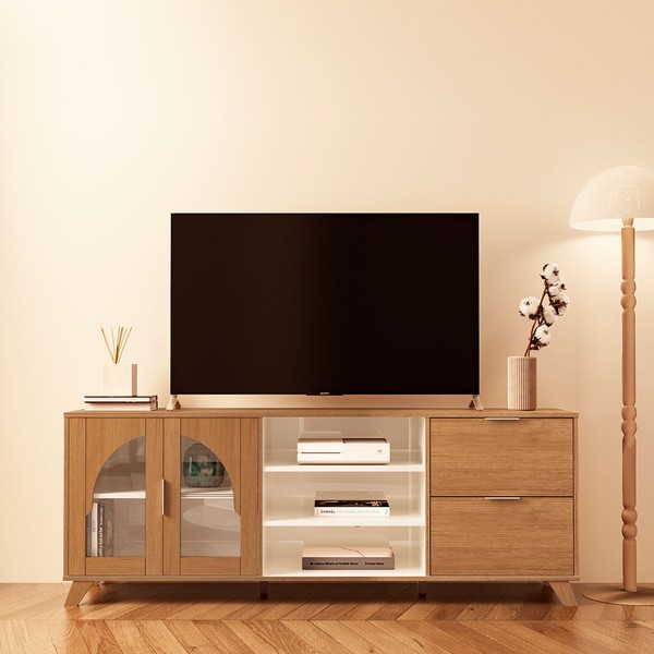 Rack para TV Até 75 Polegadas Murano 2 Portas 2 Gavetas Cinamomo/Off White - Artely