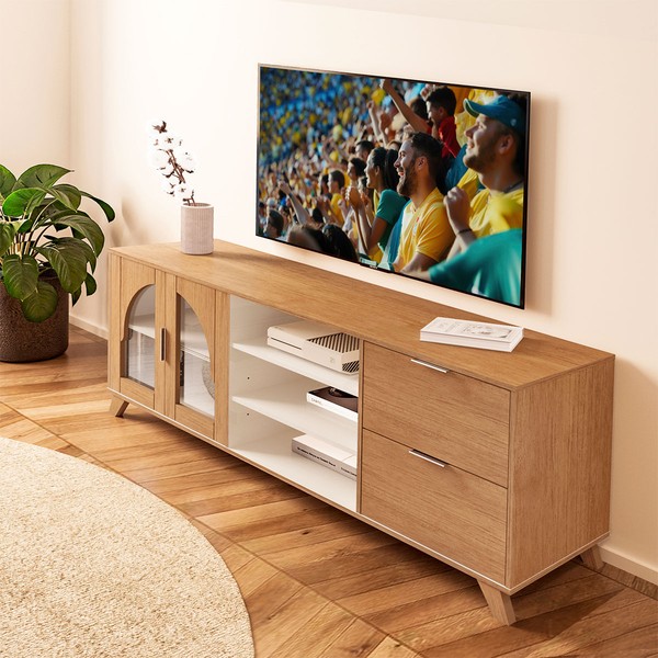 Rack para TV Até 75 Polegadas Murano 2 Portas 2 Gavetas Cinamomo/Off White - Artely