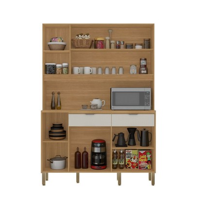 Armário de Cozinha 144,7 Cm Flora 5 Portas 2 Gavetas Freijó/Soft - Kits Paraná