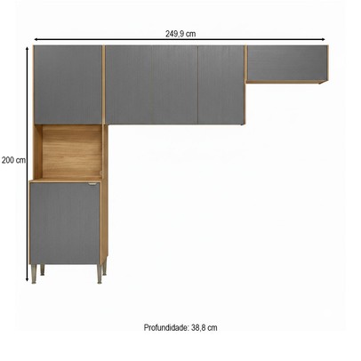 Cozinha Compacta Soul 6 Portas Freijó/Gris - Kits Paraná