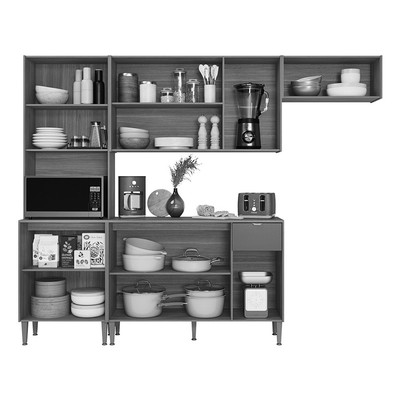 Cozinha Compacta Soul 6 Portas Freijó/Gris - Kits Paraná