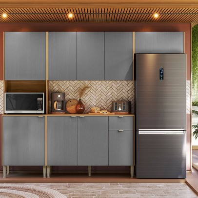 Cozinha Compacta Soul 6 Portas Freijó/Gris - Kits Paraná
