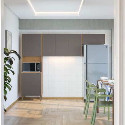 Cozinha Compacta Soul 6 Portas Freijó/Gris - Kits Paraná