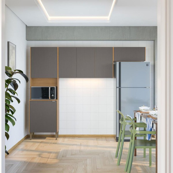 Cozinha Compacta Soul 6 Portas Freijó/Gris - Kits Paraná