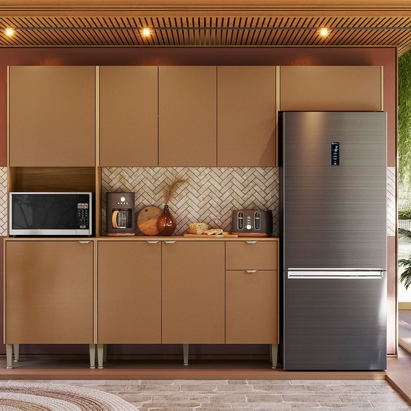 Cozinha Compacta Soul 6 Portas Freijó/Caramelo - Kits Paraná